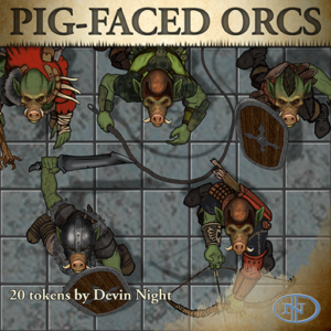 Devin Night's Token Pack #30: Pig-Faced Orcs